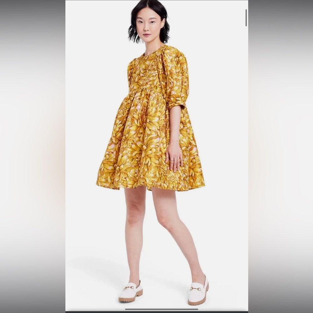 Women's Mum Floral Puff Sleeve Mini Dress - Kika Vargas x Target Gold Size XXS